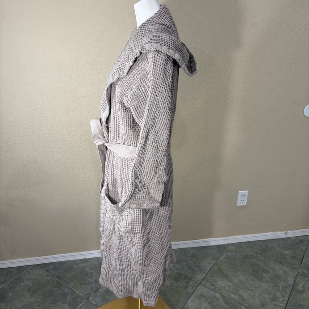 Casamera Women’s Robe 100% Egyptian Cotton Sz L Beige Comfy Lounging Minimalist - Picture 7 of 13